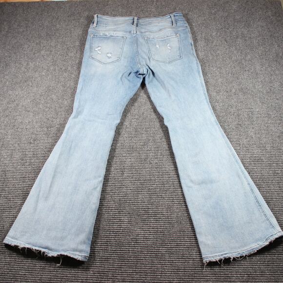 Flying Monkey Jeans Womens 31 Light Wash High Rise Flare Distressed - Picture 6 of 9